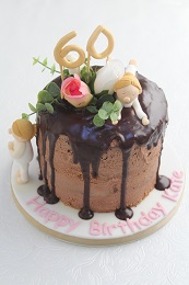 60th birthday chocolate drip cake